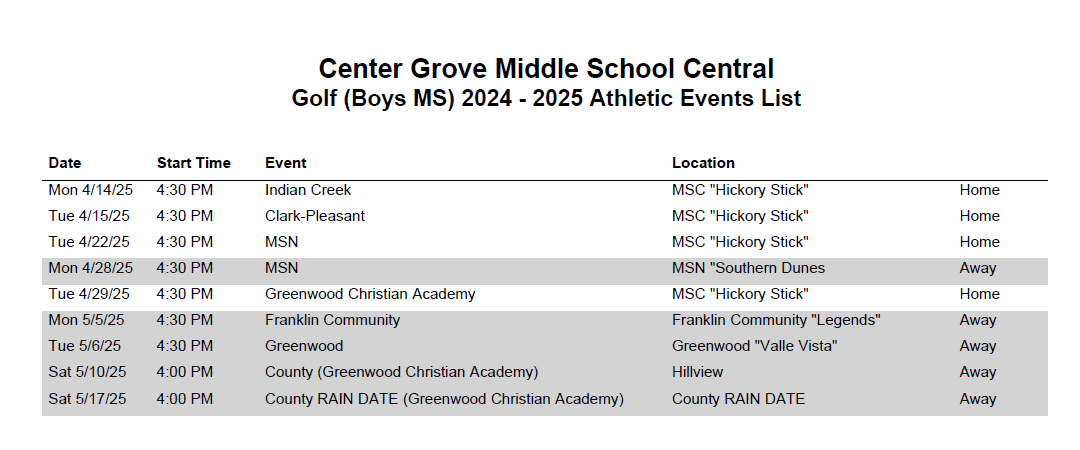Schedule